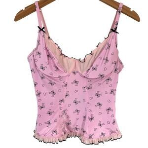 Vintage Y2K Victorias Secret Sexy Little Things Bow Heart Coquette Top Size L